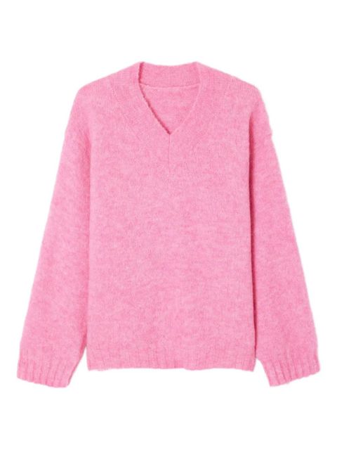 American Vintage V-neck ribbed east jumper - Pink - zdjęcie produktu nr 1