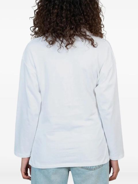 Gimaguas long-sleeve gathered-detail polo shirt - WHITE