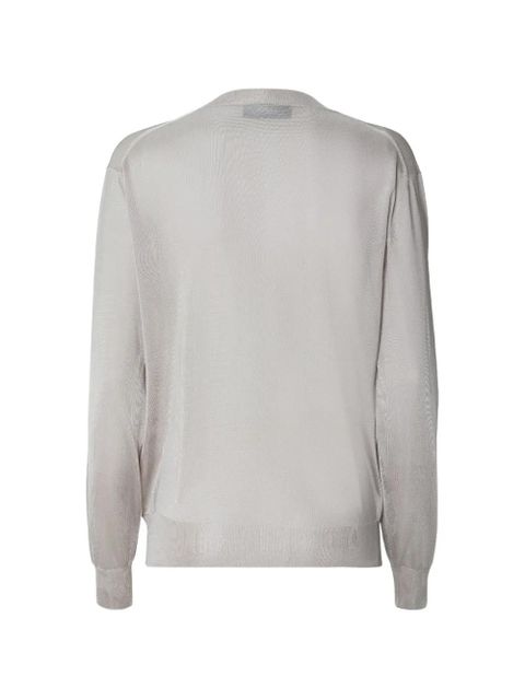 FENDI logo-embroidered V-neck sweater - Grey - zdjęcie produktu nr 2
