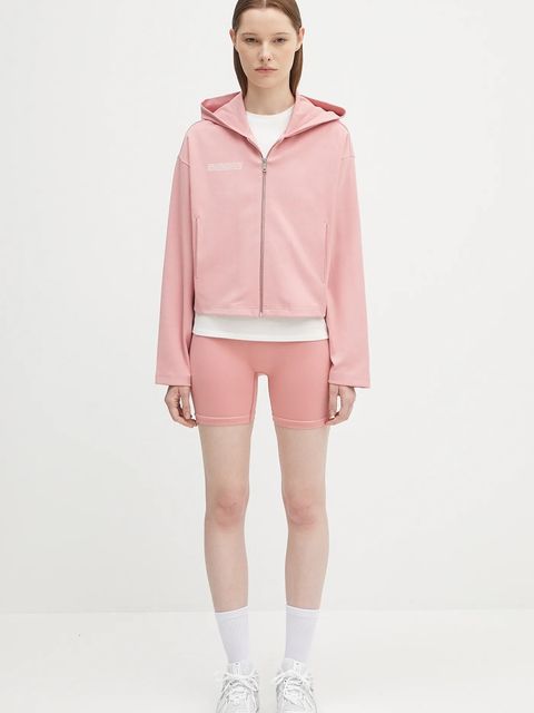 Pangaia bluza DNA Double Jersey Zip Up Hoodie damska kolor różowy z kapturem gładka 10002361