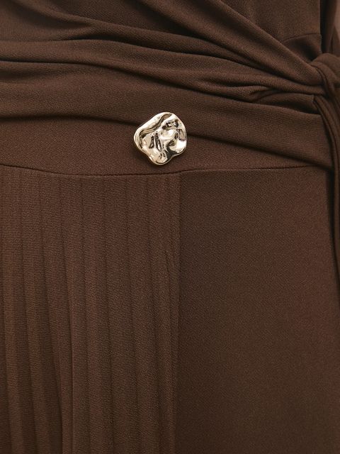 Answear.LAB spódnica kolor brązowy midi rozkloszowana - zdjęcie produktu nr 2