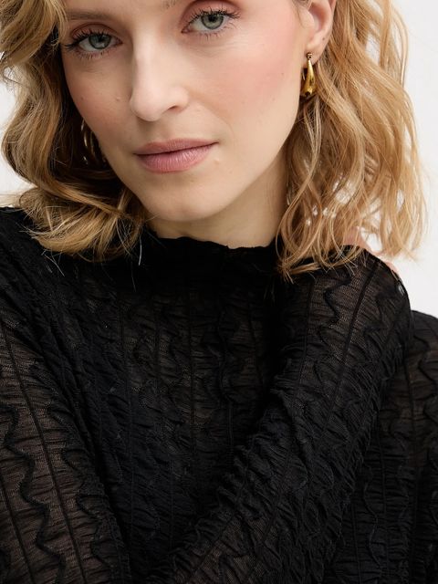 Sisley bluzka damska kolor czarny gładka 3ELRL108B