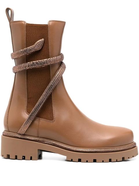 René Caovilla Cleo crystal-embellished Chelsea boots - Brown - zdjęcie produktu nr 1