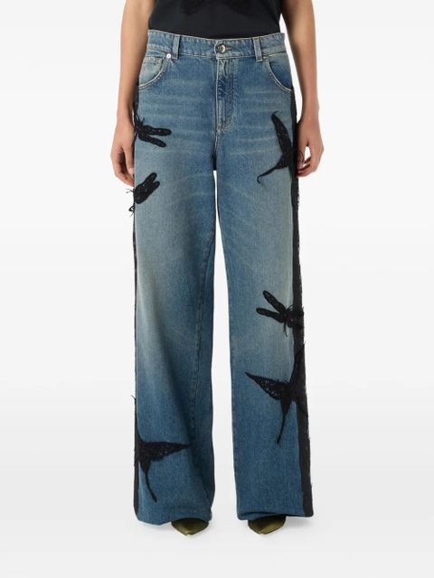 Blumarine butterfly lace jeans - Blue