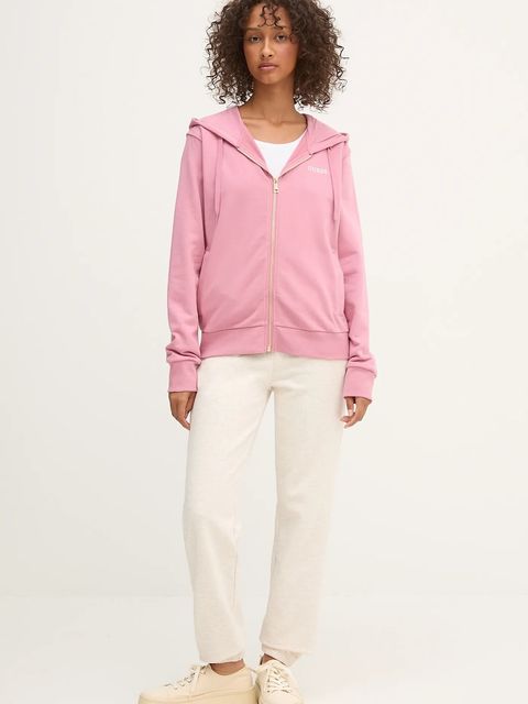 Guess bluza SOFIA damska kolor różowy z kapturem gładka O5RQ01 KCO31 - zdjęcie produktu nr 2