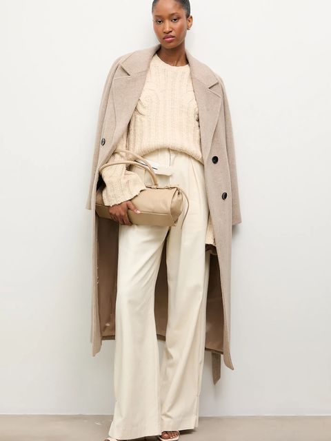 Answear Lab płaszcz wełniany kolor brązowy przejściowy dwurzędowy - zdjęcie produktu nr 1