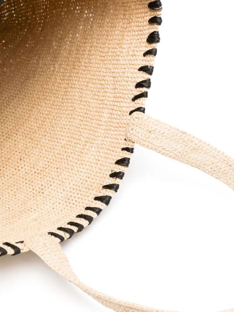 Lanvin logo-embroidered raffia tote bag - Neutrals