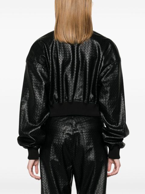 ROTATE BIRGER CHRISTENSEN braided cropped bomber jacket - Black