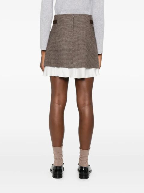 SANDRO check-pattern layered mini skirt - Brown