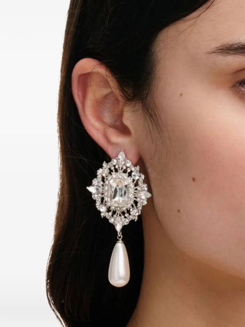 Self-Portrait crystal pearl earrings - Silver - zdjęcie produktu nr 2