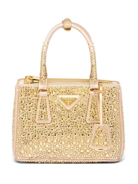 Prada Galleria crystal-embellished satin mini bag - Gold - zdjęcie produktu nr 1