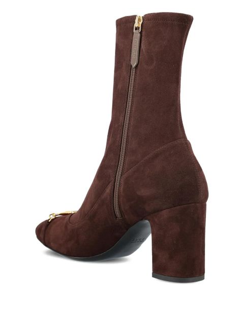 Gucci 75mm half-Horsebit zip ankle boots - Brown