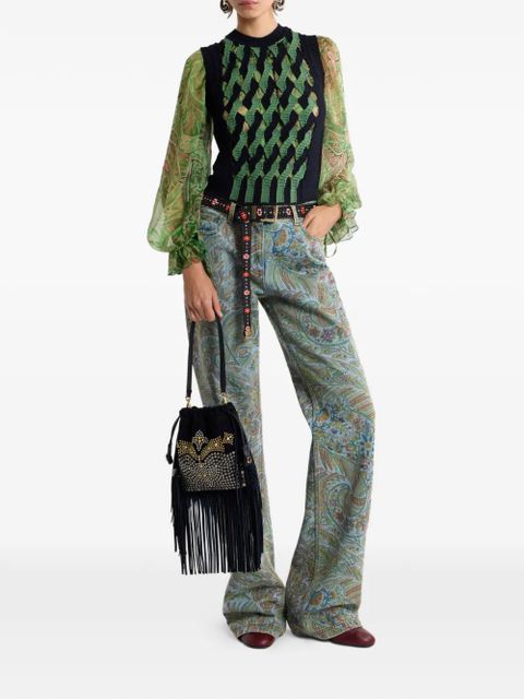 ETRO ruffled paisley-pattern shirt - Green