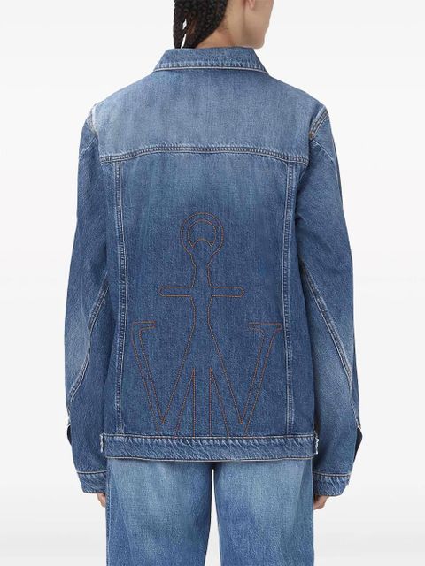 JW Anderson anchor-logo deconstructed denim jacket - Blue