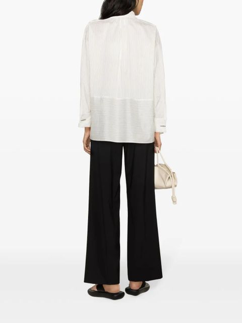 Max Mara pinstriped spread-collar shirt - White
