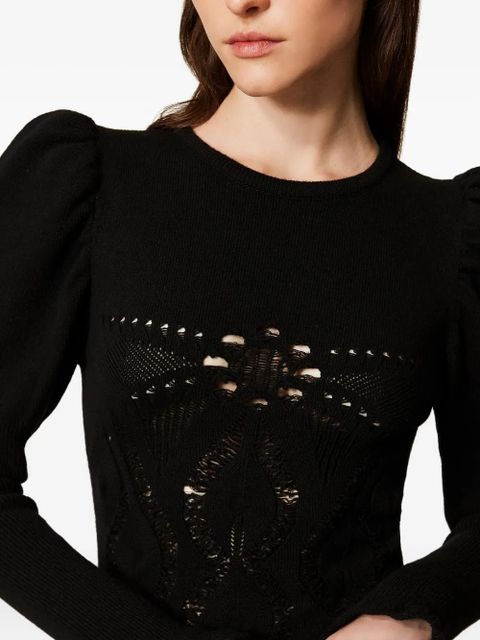 TWINSET crochet-knit mini dress - Black