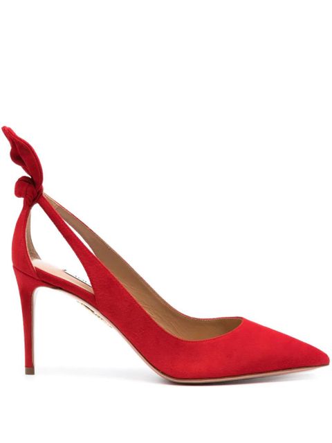 Aquazzura Bow Tie 85mm suede pumps - Red - zdjęcie produktu nr 1