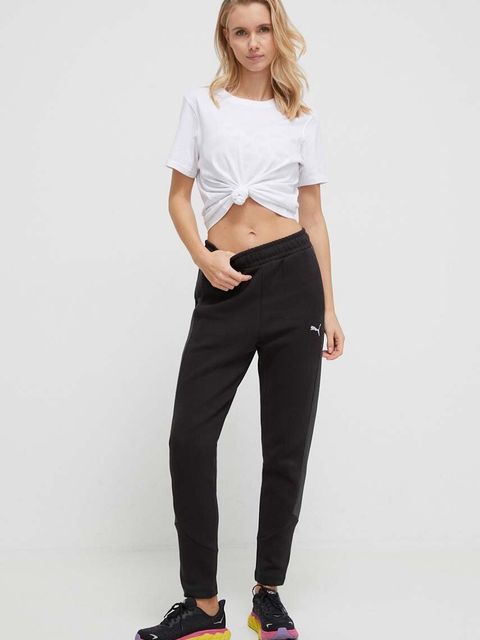 Puma spodnie treningowe Evostripe kolor czarny gładkie