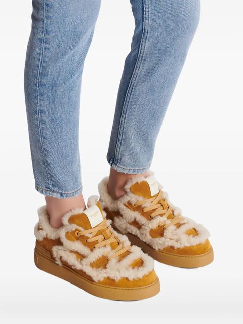 Balmain shearling suede sneakers - Brown