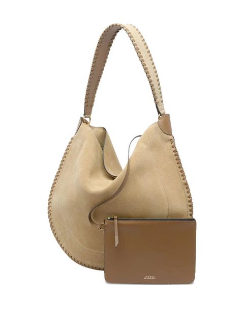 ISABEL MARANT Oskan braided-trim suede shoulder bag - Neutrals - zdjęcie produktu nr 2