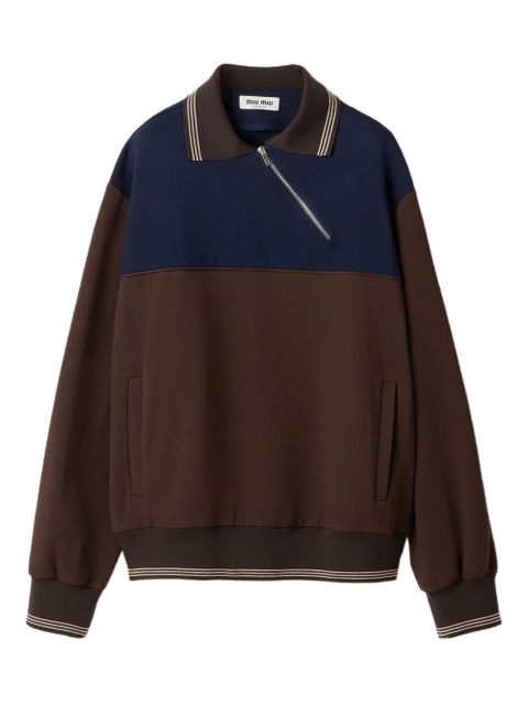 Miu Miu polo-neck zipped sweatshirt - Brown - zdjęcie produktu nr 1