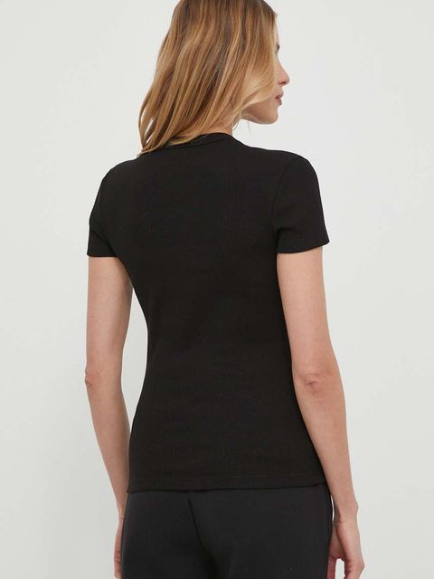 Lacoste t-shirt bawełniany damski kolor czarny TF5538