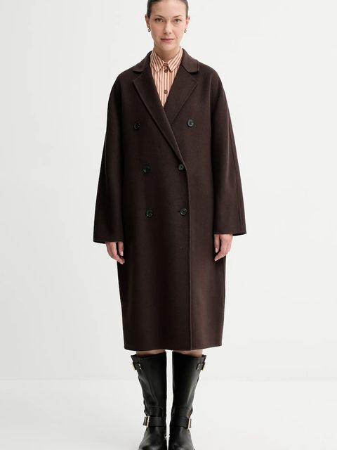 Marc O'Polo płaszcz z wełną kolor brązowy 508005171127 - zdjęcie produktu nr 1