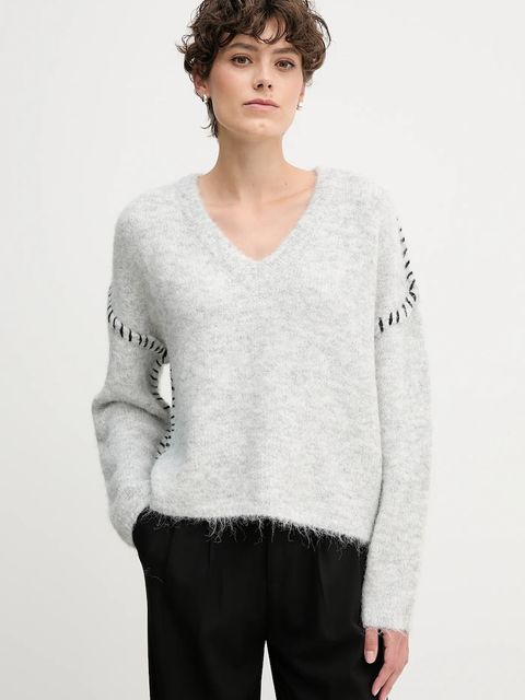 Sandro Ferrone sweter z domieszką wełny damski kolor szary S87YBFGAL - zdjęcie produktu nr 1