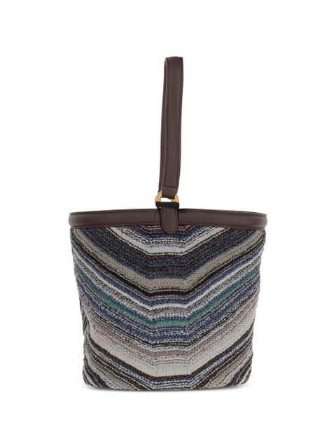 Missoni chevron-knit leather-trim shoulder bag - Blue - zdjęcie produktu nr 2