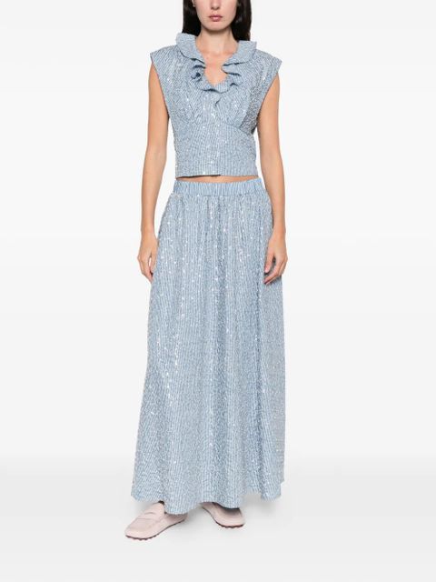 SANDRO ruffled striped top - Blue - zdjęcie produktu nr 2