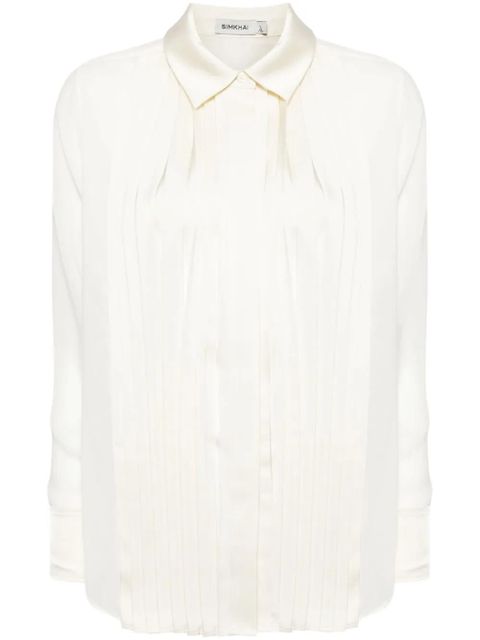 Simkhai Vinka pleated long-sleeve shirt - Neutrals - zdjęcie produktu nr 1