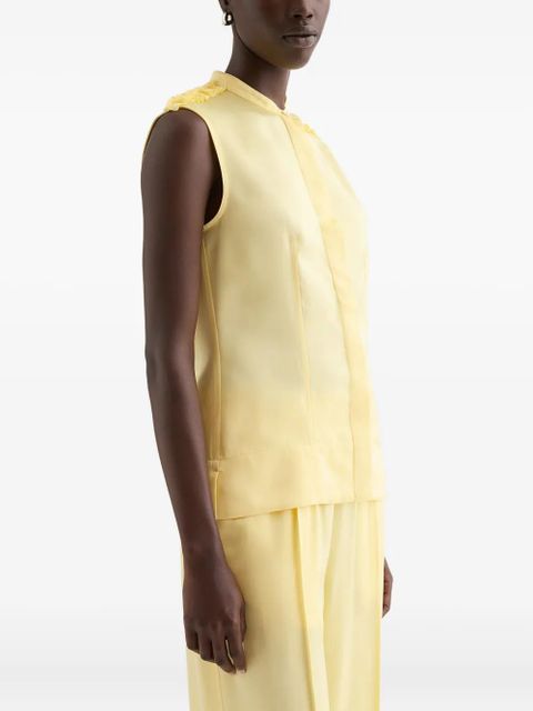Jil Sander ruffled-detail stand-collar shirt - Yellow