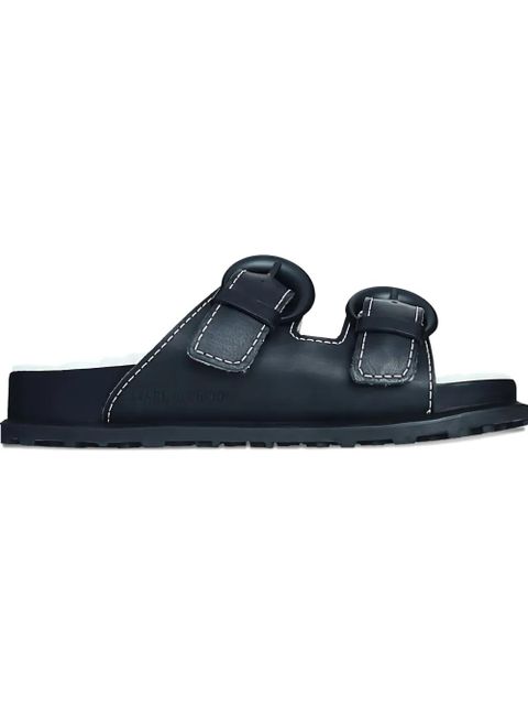 Marine Serre double-buckle leather sandals - Black - zdjęcie produktu nr 2