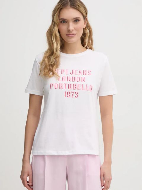 Pepe Jeans t-shirt bawełniany RUBY damski kolor biały PL506027