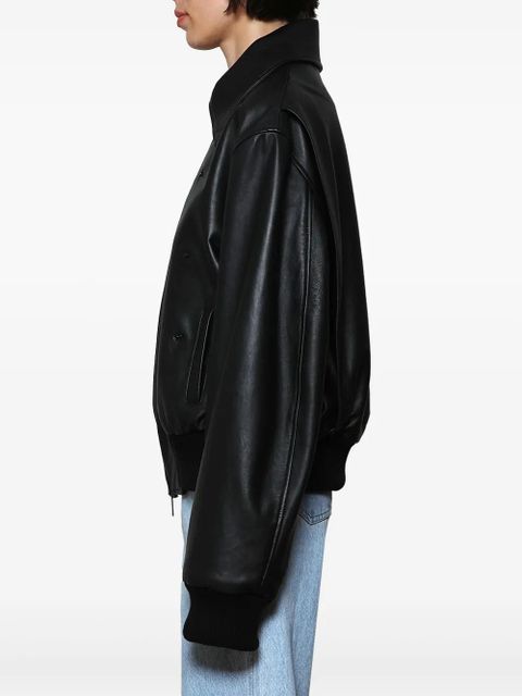 Christopher Esber leather bomber jacket - Black