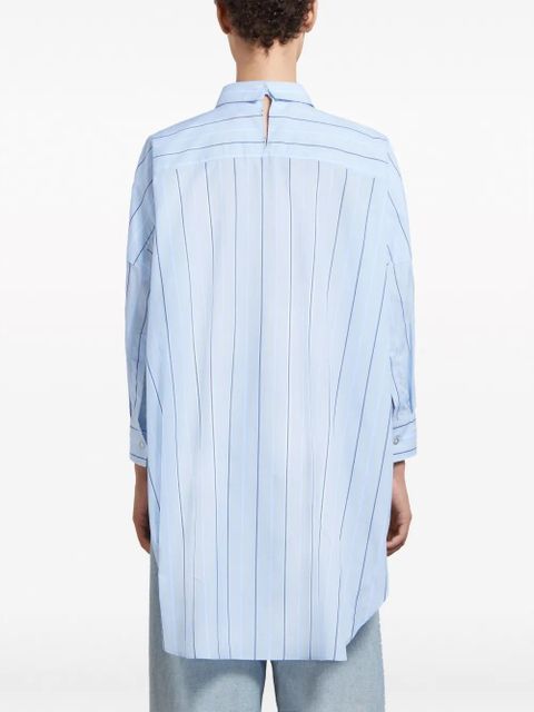 Marni long-length striped cotton shirt - Blue - zdjęcie produktu nr 2