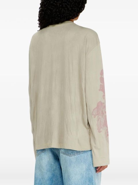 Diesel graphic-print long-sleeve cotton T-shirt - Neutrals