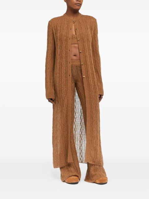 Alanui cable-knit long cardigan - Brown