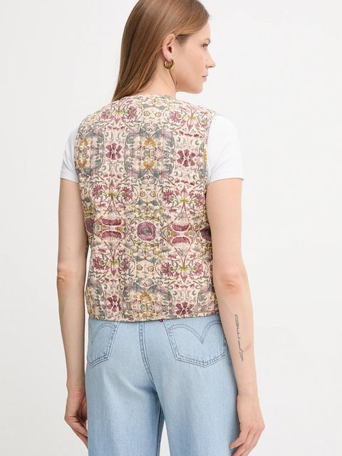 Hoss Intropia kamizelka bawełniana kolor beżowy jednorzędowa 5472056 - zdjęcie produktu nr 2