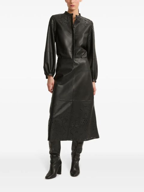 Yves Salomon leather midi skirt - Black - zdjęcie produktu nr 2