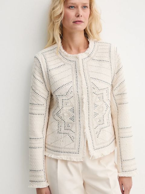 Morgan marynarka kolor beżowy jednorzędowa wzorzysta VCLIKY