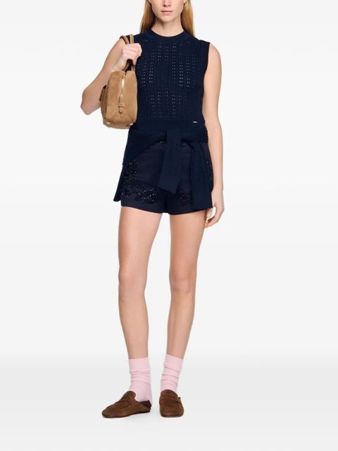 SANDRO textured-knit sleeveless top - Blue - zdjęcie produktu nr 2