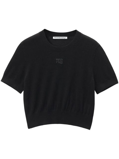 Alexander Wang logo-embossed knitted T-shirt - Black - zdjęcie produktu nr 1