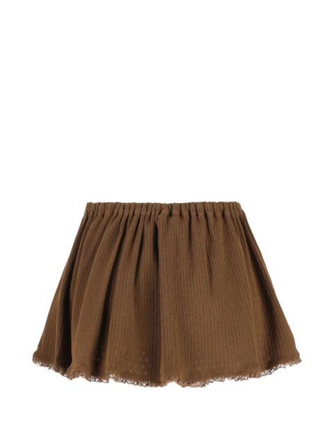 Miu Miu lace-trim mini skirt - Brown - zdjęcie produktu nr 2
