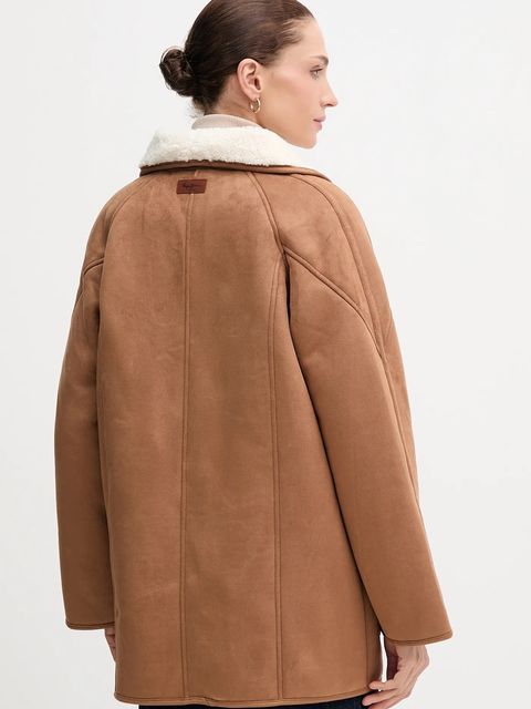 Pepe Jeans płaszcz kolor brązowy PL4024362