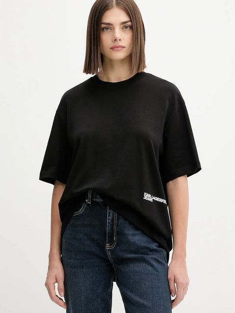 Karl Lagerfeld Jeans t-shirt bawełniany damski kolor czarny A4W17096