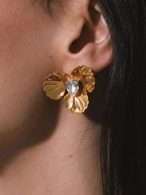 Jennifer Behr Caelyn crystal-embellished flower earrings - CRYSTAL/ ANTIQUE GOLD