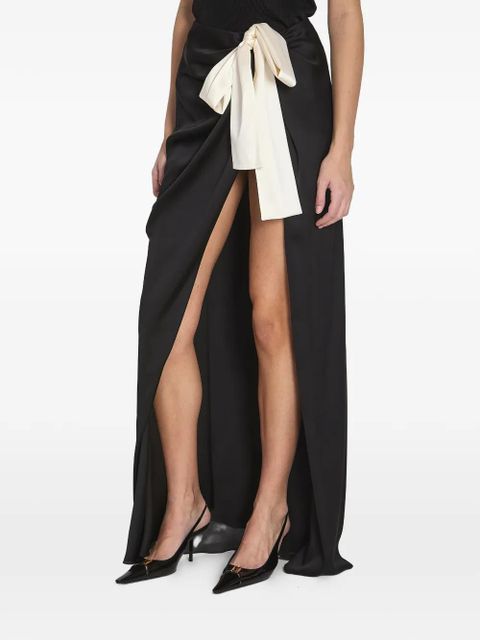 Saint Laurent draped bow silk maxi skirt - Black - zdjęcie produktu nr 2