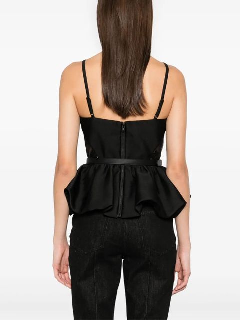 Self-Portrait taffeta peplum top - Black