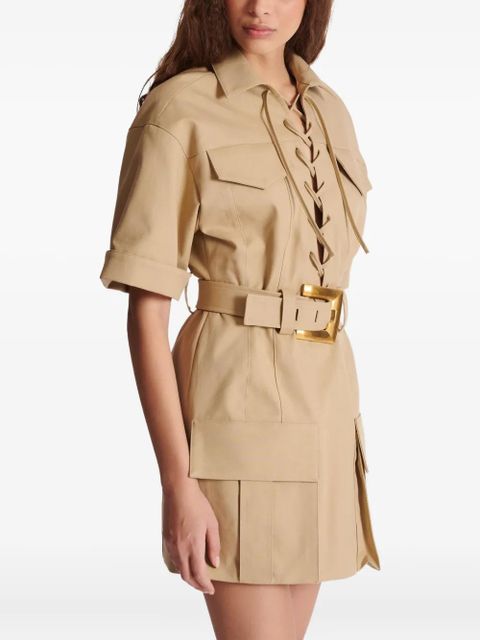 Balmain lace-up mini dress - Neutrals